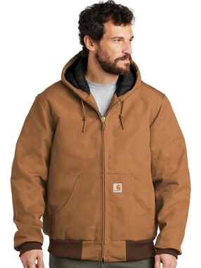 Carhartt Mens Wind & Water Resistant Duck Cloth Full Zip Hooded Work Jacket